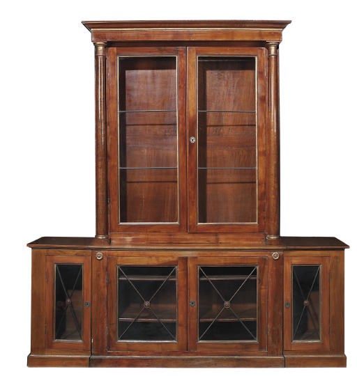 A NORTH ITALIAN PARCEL-GILT AND MAHOGANY BOOKCASE