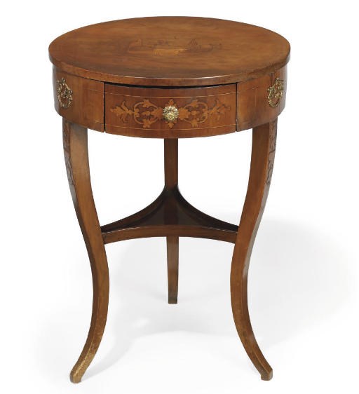 AN ITALIAN PROVINCIAL ORMOLU-MOUNTED WALNUT AND FRUITWOOD MARQUETRY GUERIDON