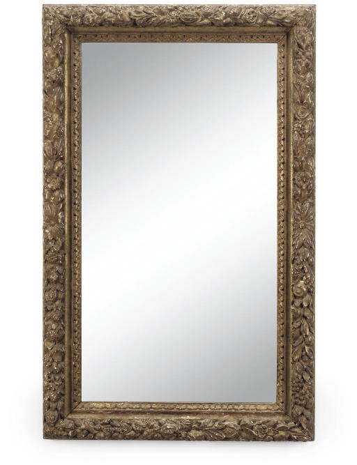 A LOUIS XIV GILTWOOD MIRROR