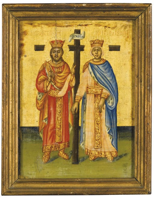 THE EMPEROR ST. CONSTANTINE AND HIS MOTHER ST. ELENA RAISING THE TRUE CROSS