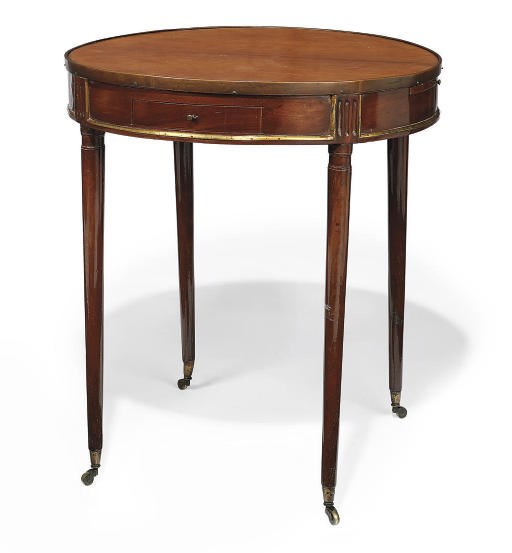 A FRENCH BRASS-MOUNTED MAHOGANY BOUILLOTTE TABLE