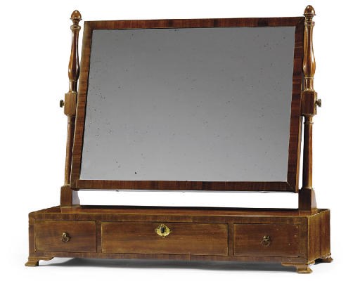 AN ENGLISH MAHOGANY AND BANDED DRESSING TABLE MIRROR