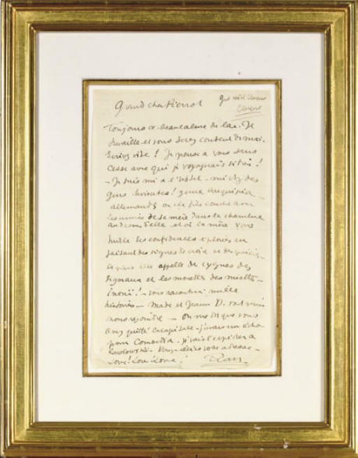 A FRAMED LETTER FROM JEAN COCTEAU, 20TH CENTURY