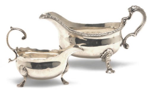 TWO GEORGE II SILVER SAUCE BOATS,