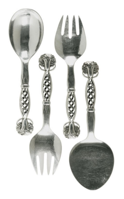 A SET OF FOUR DANISH SILVER SERVING PIECES,