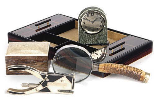 A GROUP OF ENGLISH AND CONTINENTAL ART DECO-STYLE DESK ARTICLES,