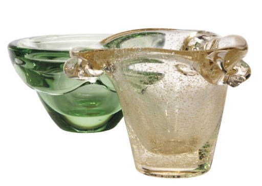 TWO FRENCH GLASS VASES,