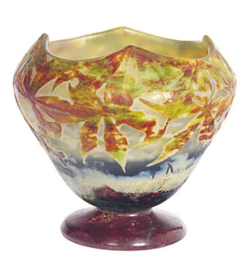 A FRENCH CAMEO GLASS FOOTED VASE,