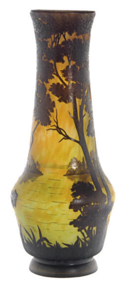 A FRENCH CAMEO GLASS LANDSCAPE VASE,
