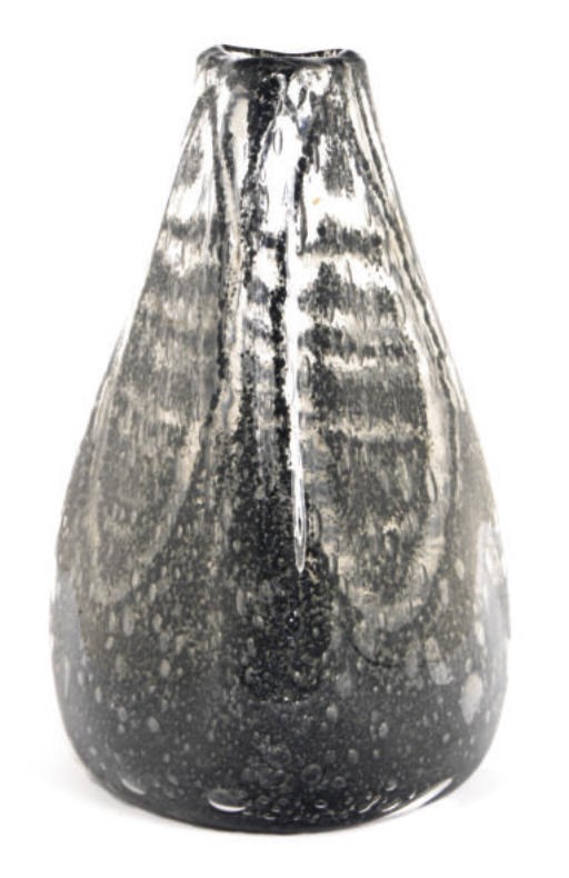 A FRENCH INTERNALLY DECORATED VASE,