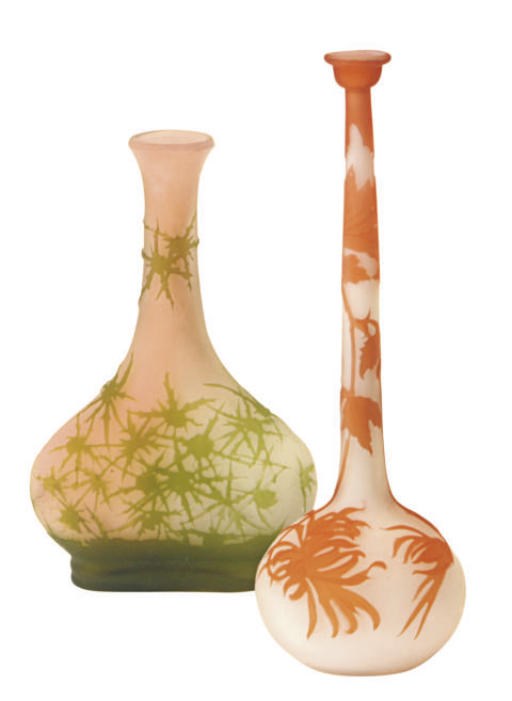 TWO FRENCH CAMEO GLASS VASES,