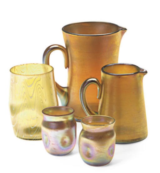 A GROUP OF AMERICAN FAVRILE GLASS DRINKWARE,