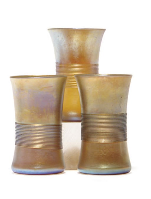 A SET OF TWELVE AMERICAN FAVRILE GLASS TUMBLERS,