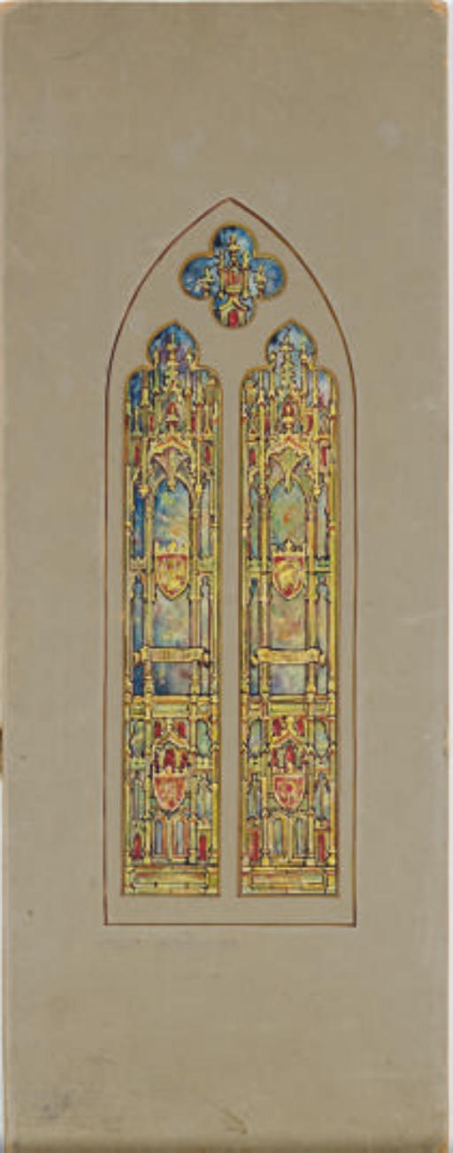 AN AMERICAN WATERCOLOR ON PAPERBOARD STUDY FOR A STAINED GLASS WINDOW,