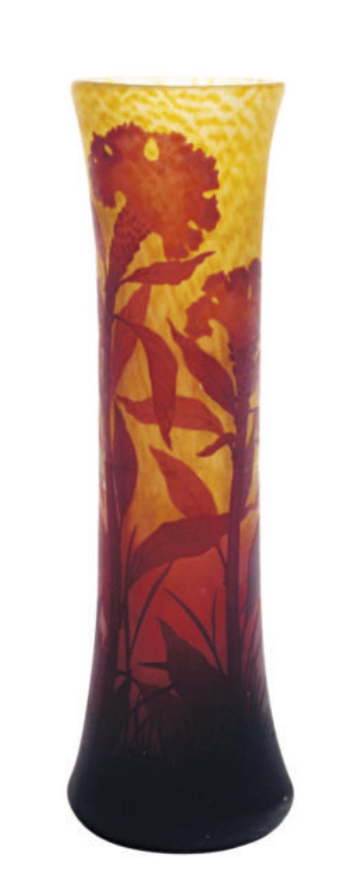 A FRENCH CAMEO GLASS TALL VASE,
