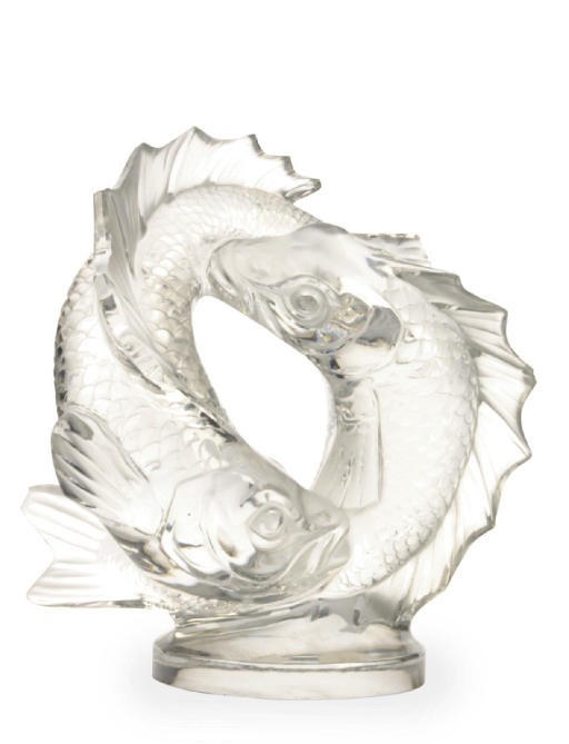 A FRENCH GLASS SCULPTURE OF ENTWINED FISH,