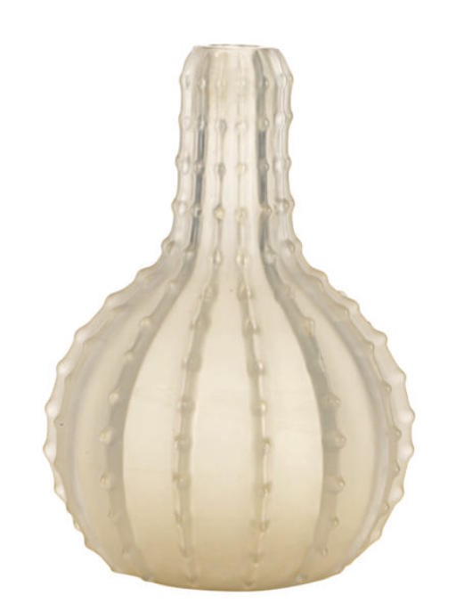 A FRENCH 'DENTELE' MOLDED GLASS VASE,