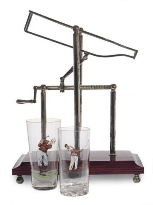 AN ASSEMBLED GROUP OF GLASS AND SILVERED-METAL DRINKWARE,