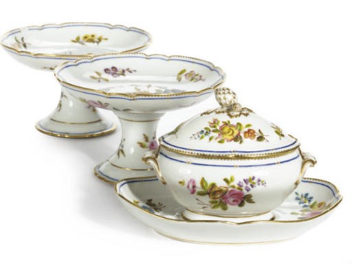 A SEVRES-STYLE PORCELAIN PART DESSERT SERVICE,