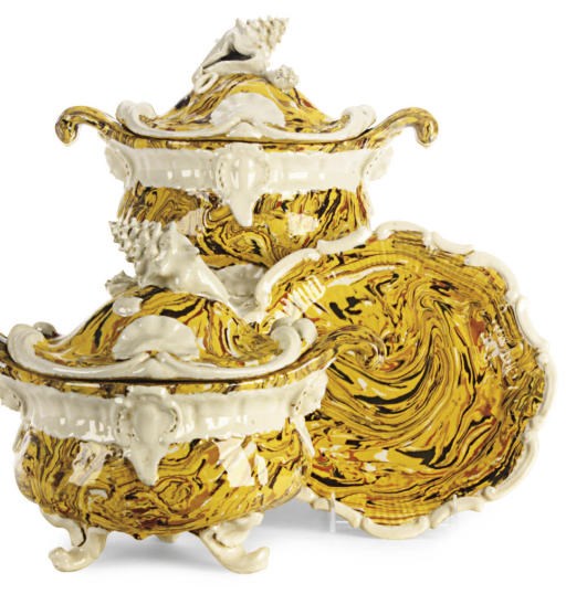 A FRENCH AGATEWARE PART DINNER SERVICE,