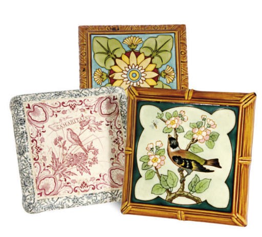 A GROUP OF FIVE CONTINENTAL MAJOLICA PLAQUES,