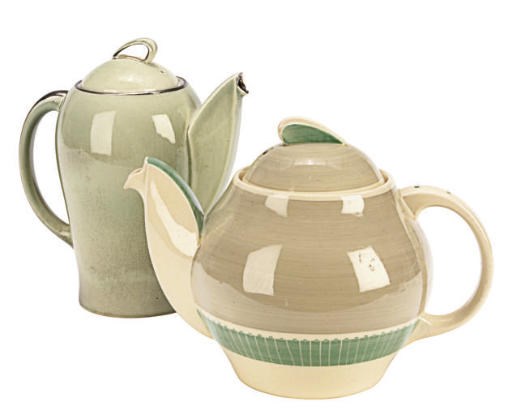 AN ENGLISH PORCELAIN PART COFFEE SERVICE AND AN ENGLISH CREAMWARE PART DESSERT SERVICE,