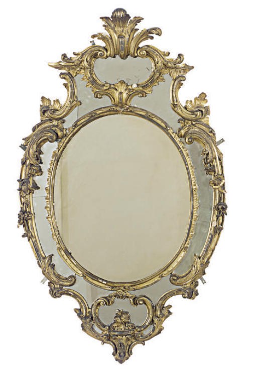 A PAIR OF ENGLISH GILTWOOD WALL MIRRORS,