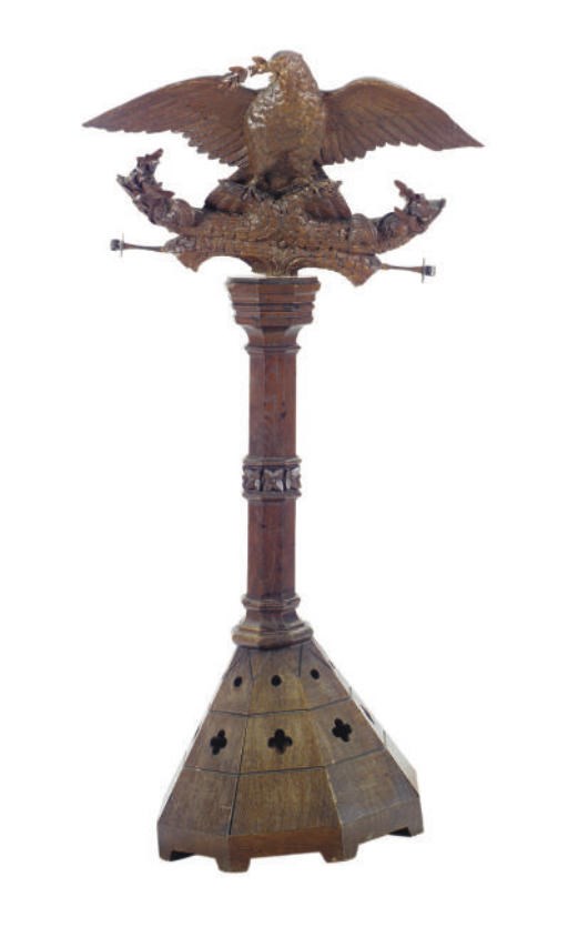 A CARVED OAK EAGLE-FORM LECTERN,