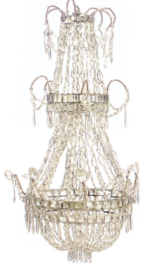 A CUT-GLASS NINE-LIGHT CHANDELIER,