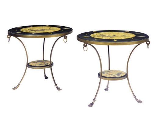 A PAIR OF GILT-METAL MOUNTED BLACK AND GILT-JAPANNED GUERIDONS,