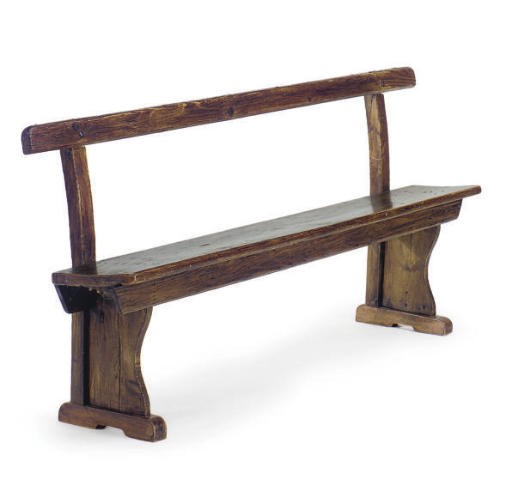A STAINED OAK BENCH,