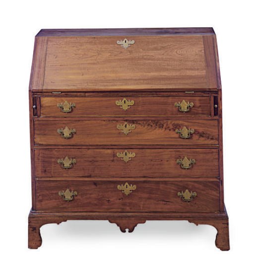 AN AMERICAN CHIPPENDALE WALNUT SLANT-FRONT DESK,