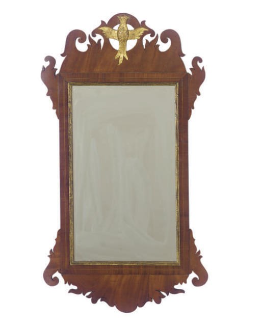AN AMERICAN MAHOGANY AND PARCEL-GILT MIRROR,
