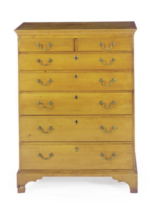 AN AMERICAN CHIPPENDALE MAPLE TALL CHEST-OF-DRAWERS,