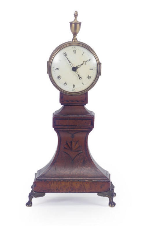 AN ENGLISH INLAID THUYAWOOD SHELF CLOCK,