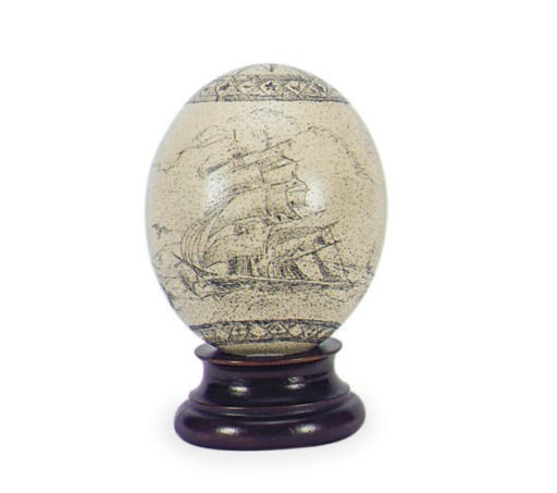 A SCRIMSHAW OSTRICH 'EGG',