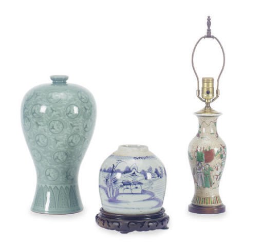 A GROUP OF THREE ASIAN POTTERY VASES,