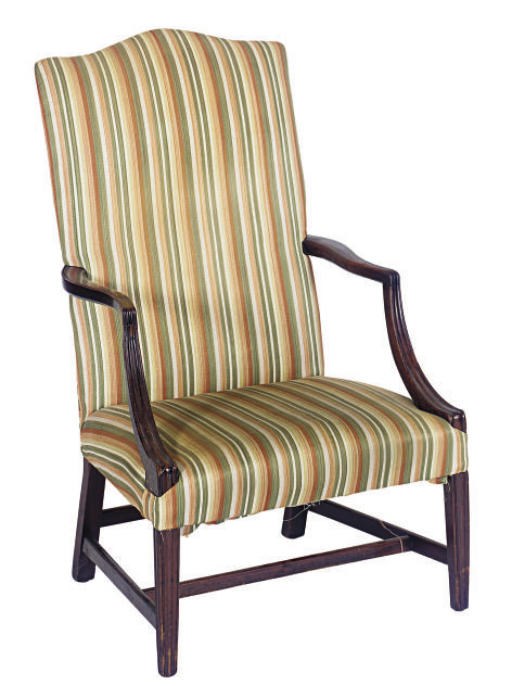 AN AMERICAN MAHOGANY LOLLING CHAIR,