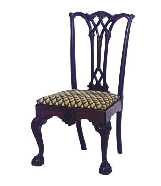 A STAINED WOOD SIDE CHAIR,