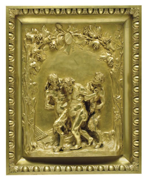 A French gilt-bronze bas-relief plaque