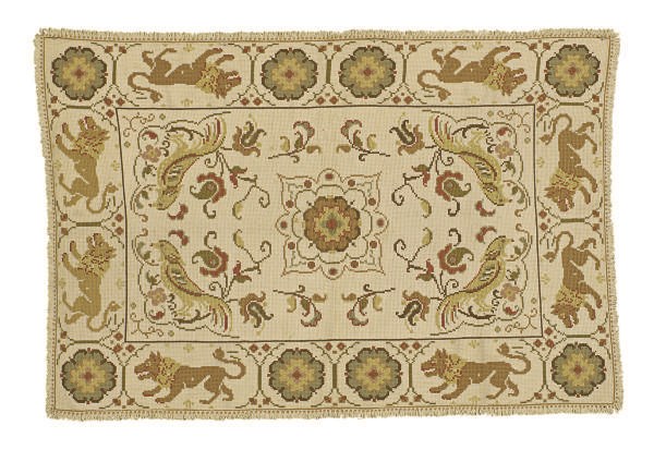THREE PORTUGUESE NEEDLEWORK RUGS,
