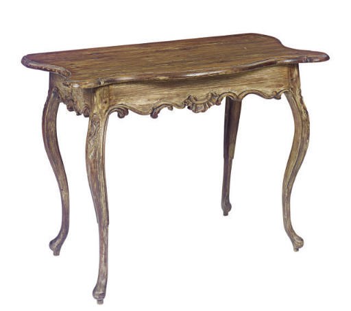 A FRENCH PROVINCIAL PAINTED AND PARCEL-GILT PINE SIDE TABLE,
