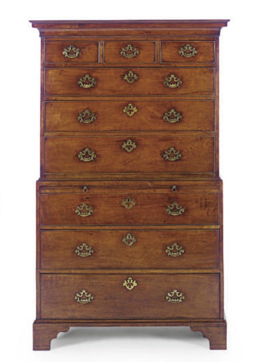 A GEORGE III MAHOGANY CHEST-ON-CHEST,