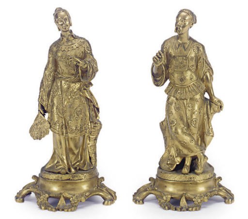 A PAIR OF FRENCH GILT-BRONZE FIGURES,
