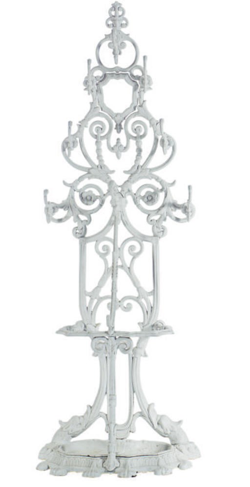 A VICTORIAN CAST IRON HALL STAND,