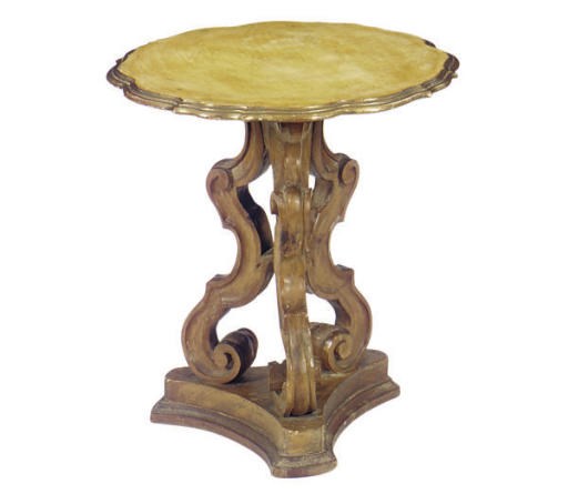 A PAINT-DECORATED FRUITWOOD SIDE TABLE,