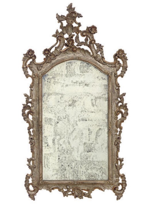A PAIR OF CONTINENTAL PARCEL-GILT WALL MIRRORS,