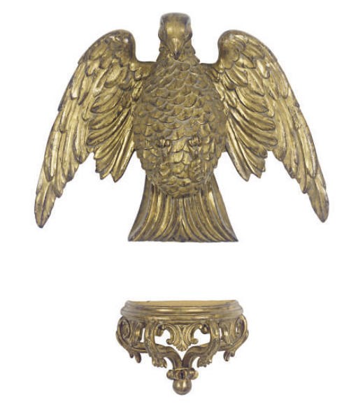 A GILTWOOD EAGLE CRESTING,