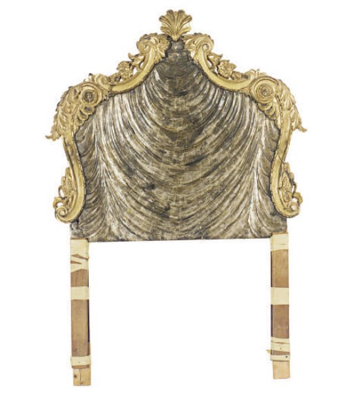 A POLYCHROME-PAINTED SHELL-FORM ARCHITECTURAL ELEMENT,