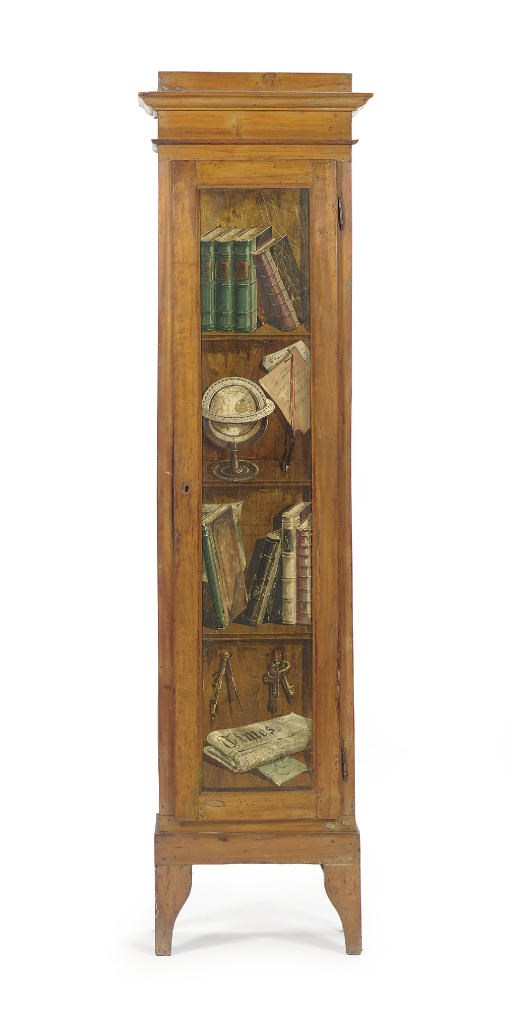 A PAINTED FRUITWOOD CUPBOARD,